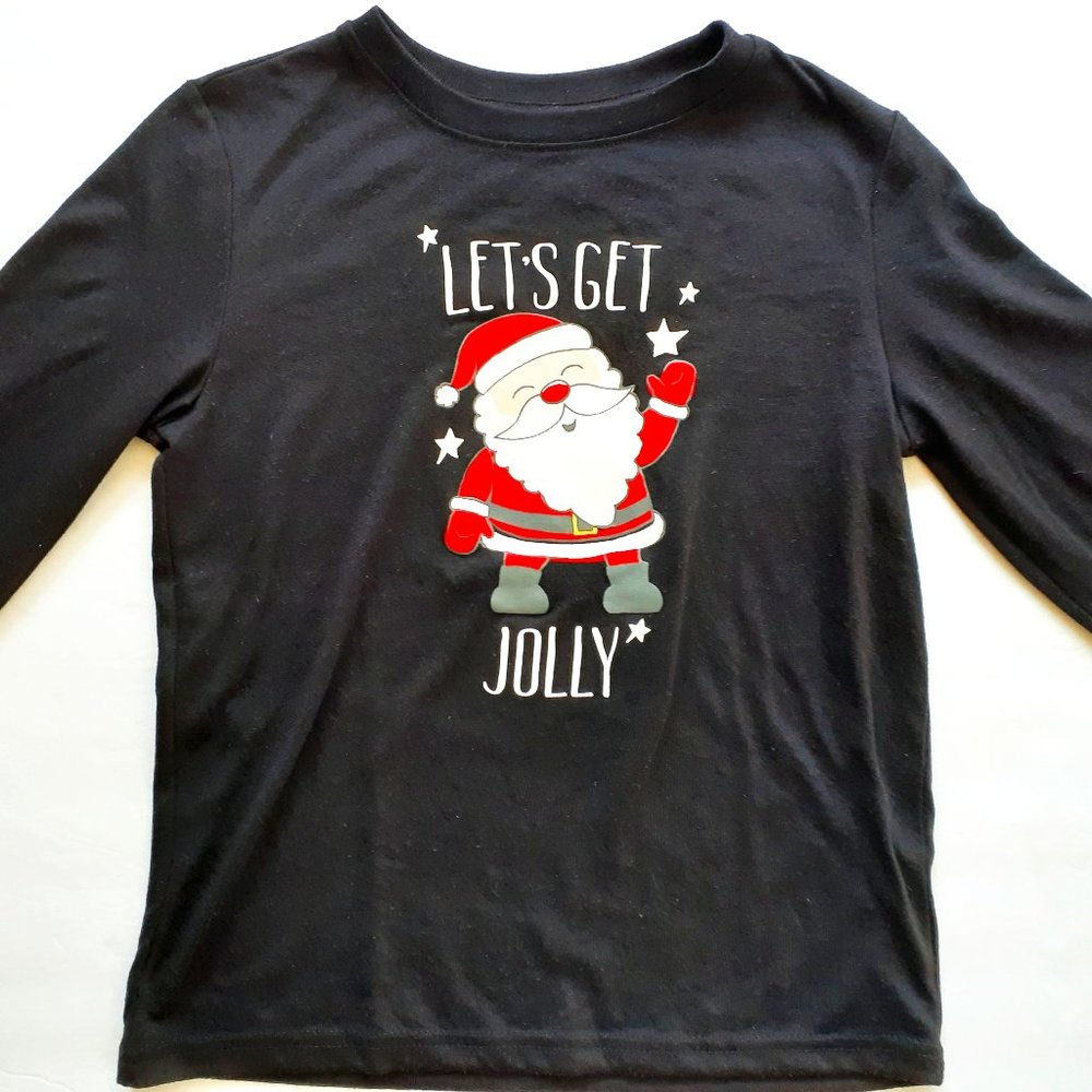 Jammies For Families Boys Christmas Pajama Shirt Black Santa Claus Size 8